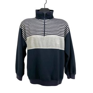 Christian Dior Monsieur Quarter Zip Pullover Navy Blue White